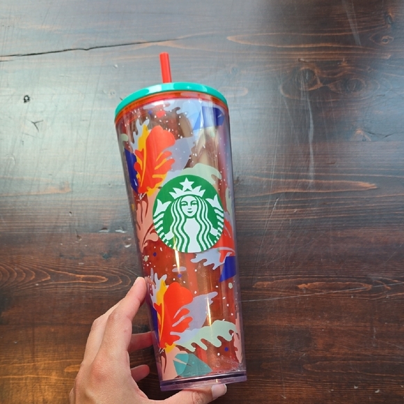 Starbucks Multicolor Abstract Tumbler with Red Straw - Picture 1 of 2